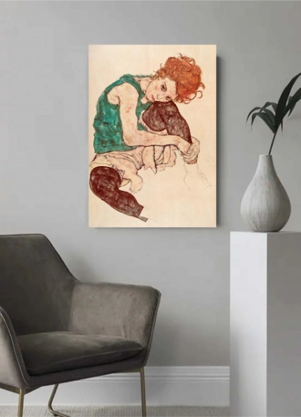 Egon Schiele -donna seduta, uramljena slika 40x50cm i 50x70cm - Img 2