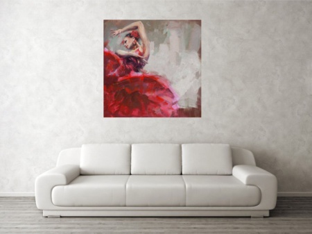 Flamenco, uramljena slika 50x50cm - Img 2