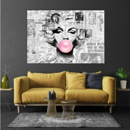M. Monroe pink bubllegum, uramljena slika 40x50cm i 50x70cm - Img 3