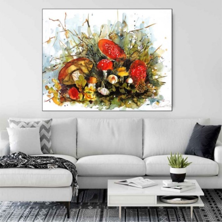 Red mushrooms, uramljena slika 50x70cm - Img 2