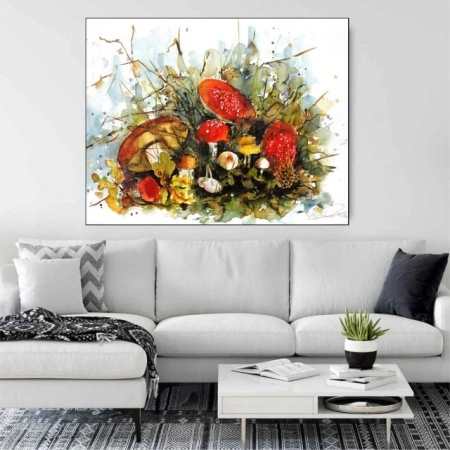 Red mushrooms, uramljena slika 50x70cm - Img 2