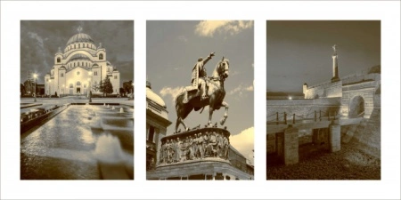Beograd triptych, uramljena slika 50x100 cm - Img 4