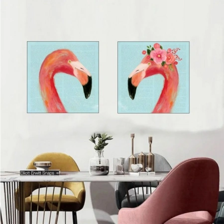 Flamingosi, komplet od dve uramljene slike 50x50cm svaka - Img 2