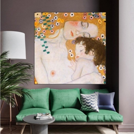 G. Klimt- Mother and child,, uramljena slika 50x50cm - Img 2
