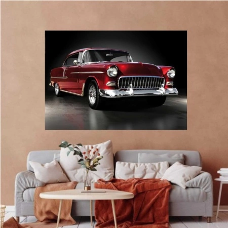 Old red car, uramljena slika 70x100cm - Img 2