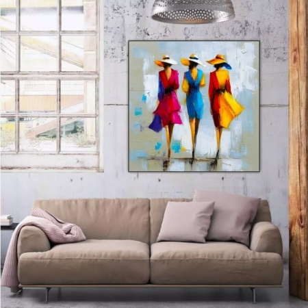 Tri Dame, uramljena slika dimenzije 50x50cm i 70x70cm - Img 2