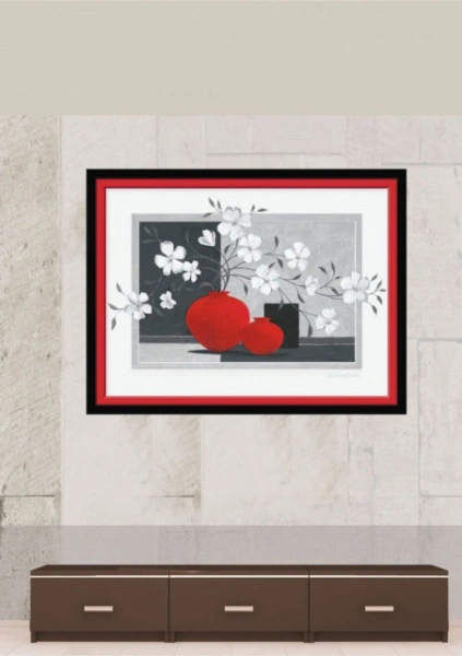 White flowers, framed picture - Img 2