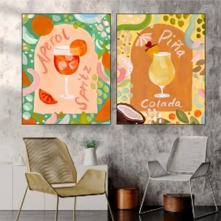 Aperol Spritz and Pina Colada, dve uramljene slike dimenzije 30x40cm i 40x50cm svaka - Img 2