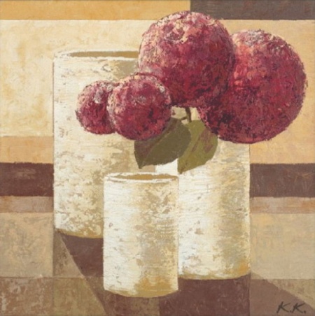 Crveno cveće, uramljena slika 70 x 70 cm