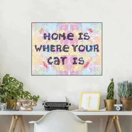 Home is were your cat is, uramljena slika 30x40cm i 40x50cm - Img 2