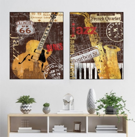 Jazz, komplet od dve uramljene slike 40x50cm svaka - Img 2