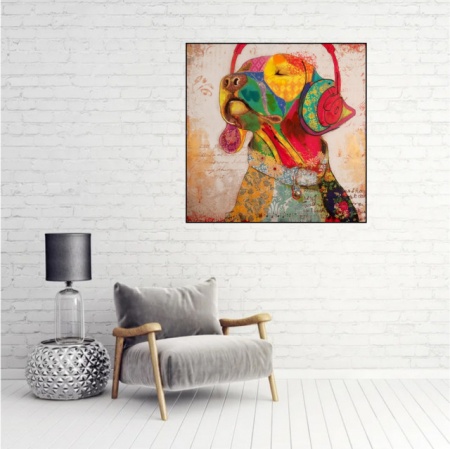 Labrador pop art, uramljena slika 50x50cm - Img 2