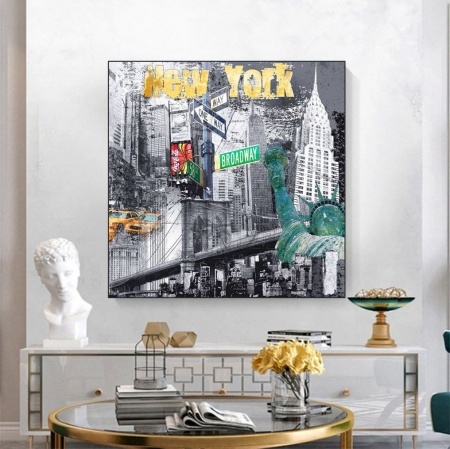 NY Broadway, uramljena slika 50x50cm - Img 2