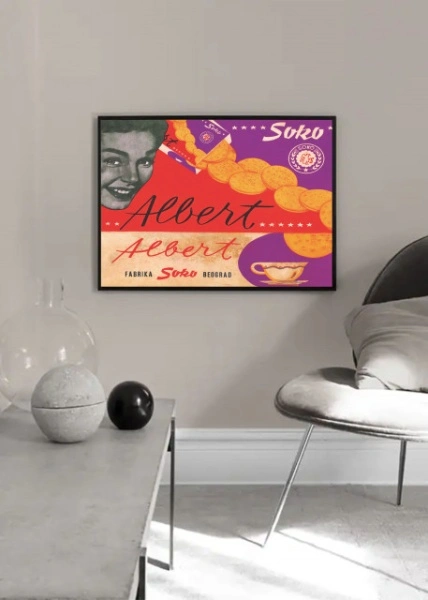 Stari poster Soko Albert keks, uramljena slika 30x40cm i 40x50cm - Img 2