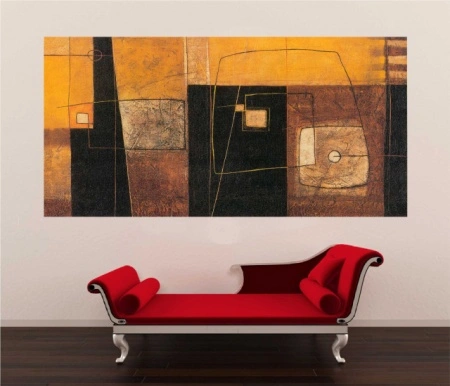 Yellow apstract 2, uramljena slika 50x100cm - Img 3