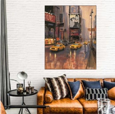 Yellow taxi NY, uramljena slika 60x80cm - Img 2