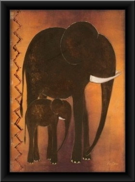 Mother and baby elephant, framed picture - Img 2