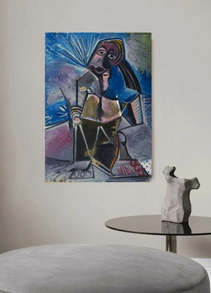 Pablo Picasso, At work, uramljena slika 40x50cm - Img 2
