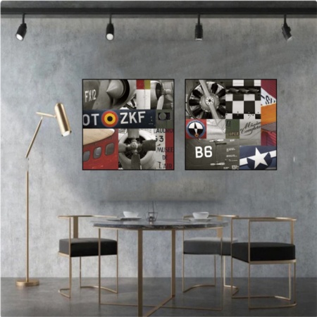 Ratni avioni, komplet od dve uramljene slike 40x40cm svaka - Img 2