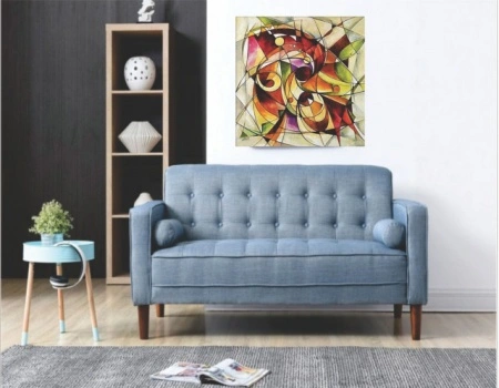 Triangles, uramljena slika 70x70cm - Img 2