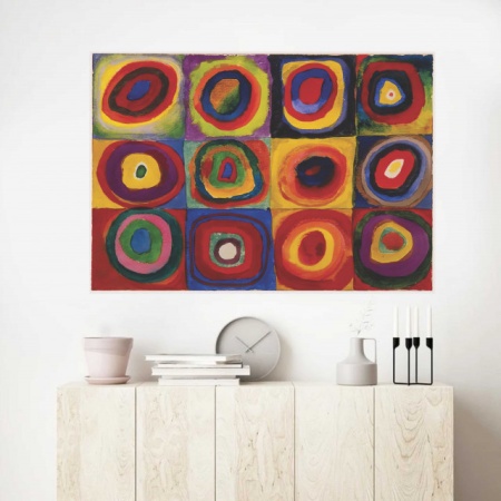 V. Kandinsky , farbtude kvadrates, uramljena slika 70x100cm - Img 2