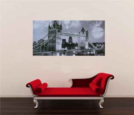 Vatromet iznad Londona, uramljena slika 50 x 100 cm - Img 2