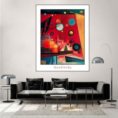 W. Kandinsky, Schweres rot, uramljena slika 40x50cm - Img 2