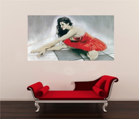Balerine in red , uramljena slika 50x100cm - Img 2