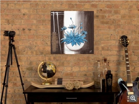 Blue flower, uramljena slika 50x50cm - Img 2
