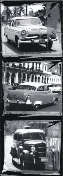 Crno bele slike starih automobila, dve uramljene slike 40x80cm svaka - Img 2