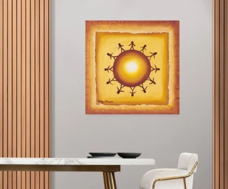 Deca i planeta Zemlja, uramljena slika 50x50cm - Img 2