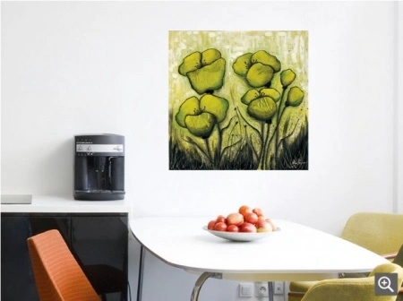 Green flowers, uramljena slika 50x50cm - Img 2