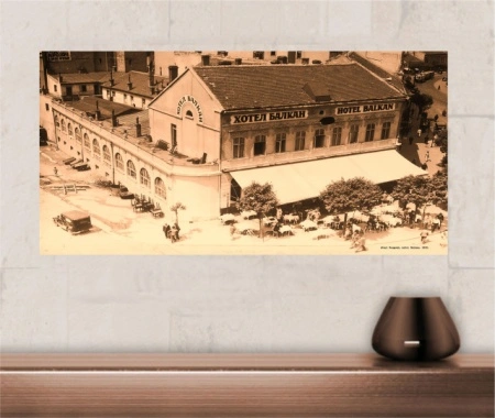 Stari Beograd, hotel Balkan 1930., uramljena slika 50x100cm - Img 2