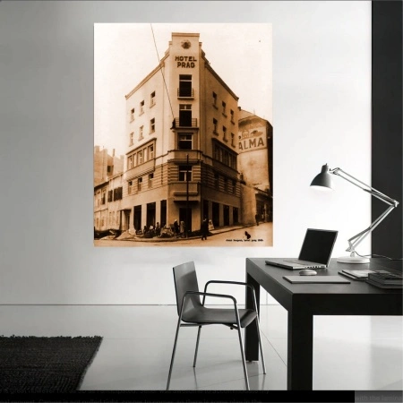 stari Beograd- hotel Prag 1929. uramljena slika 30x40cm, 40x50cm i 50x70cm - Img 2