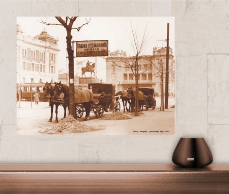 Stari Beograd, Pozorisni trg 1930., uramlljena slika 30x40cm i 40x50cm - Img 2