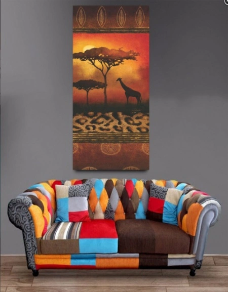 Gieaffe at sunset, uramljena slika 40x90cm - Img 2