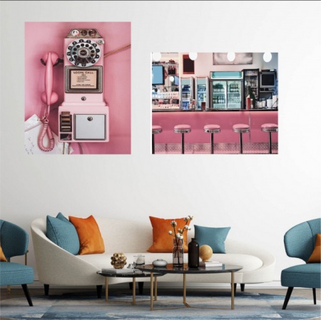 Pink cafe, komplet od dve uramljene slike 30x40cm i 40x50cm svaka - Img 2