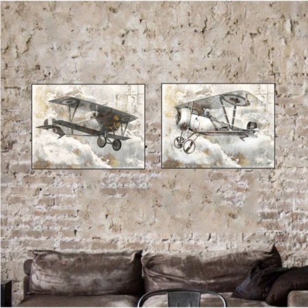 Old planes, dve uramljene slike 30x40cm i 40x50cm svaka - Img 2
