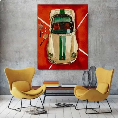 Tenis car, uramljena slika 40x50cm , 50x70cm i 60x80cm - Img 2