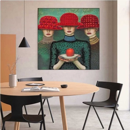 Tri crvena zenska sesira, uramljena slika dimenzije 50x50cm i 70x70cm - Img 2