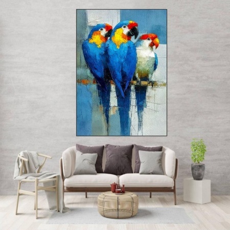 Veseli Papagaji, uramljena slika 40x50cm , 50x70cm i 60x90cm - Img 2