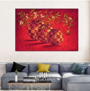 Africke crvene vaze, uramljena slika 70x100 cm - Img 2