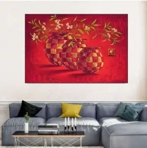 Africke crvene vaze, uramljena slika 70x100 cm - Img 2