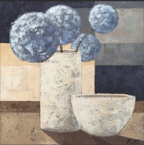Blue flowers, framed picture