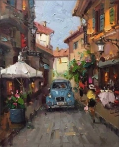 Blue old car, uramljena slika 40x50cm ,50x70cm i 60x90cm