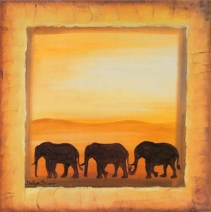 Elephants, framed picture