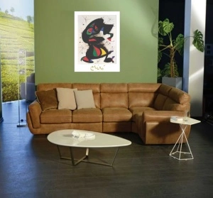 J. Miro, Aufrechte figur , uramljena slika 40x50cm - Img 2