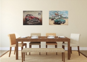 Old cars route 66, dve uramljene slike 30x40cm i 40x50cm svaka - Img 2