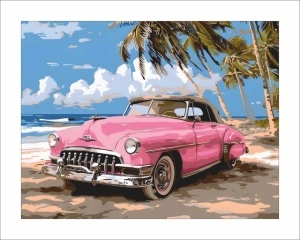 Old pink car, uramljena slika 40x50cm i 50x70cm - Img 4