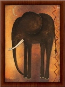 Papa elephant, framed picture